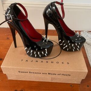 Black Spiked Platform Heels